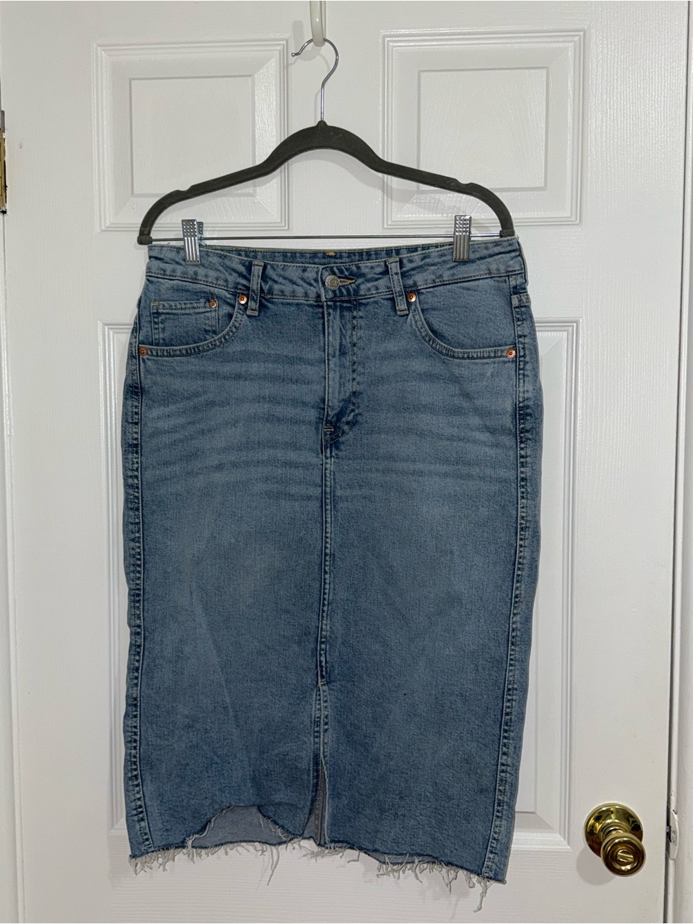 H&M Classic Blue Denim Midi Skirt